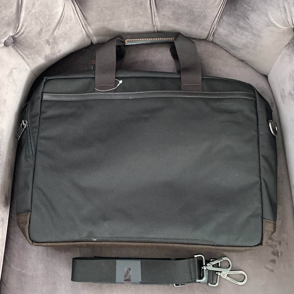 Tumi NWOT Alpha Black/Brown Ballistic Nylon Briefcase - Picture 10 of 12
